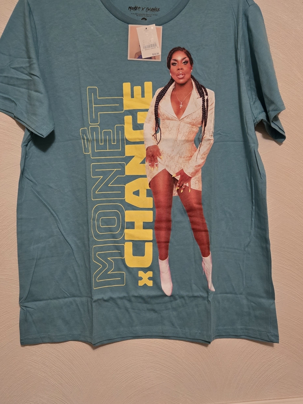 Target Teal Graphic Tee with Yellow and White Print - Monet x Chanele